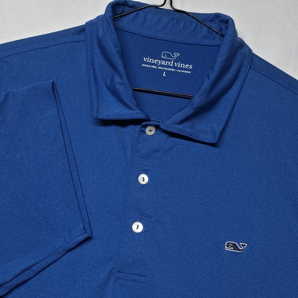 Vineyard Vines Polo Shirt Mens Large Blue Performance Stretch Short Sleeve FWCC